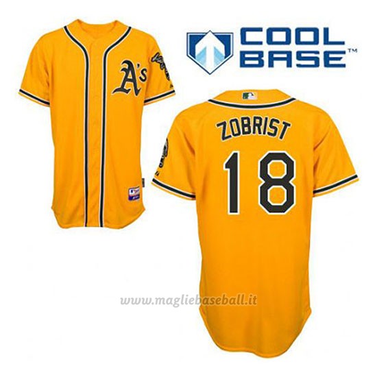 Maglia Baseball Uomo Oakland Athletics Ben Zobrist 18 Or Alterner Cool Base